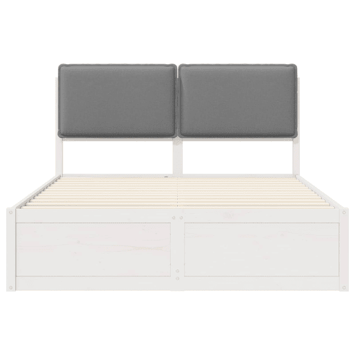 Estrutura de Cama de casal moderno com Cabeceira Estofada Cinzento-claro