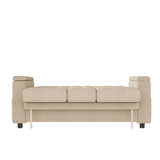 Sofá-cama de 2 lugares - Com arrumação, encosto ajustável, almofadas e apoios de braços, bege Sofá-cama de 2 lugares - Com arrumação, encosto ajustável, almofadas e apoios de braços, bege