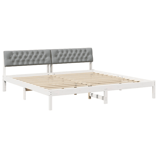 Estrutura De Cama De Casal Simple - Branco e cinza claro 200 x 200 cm