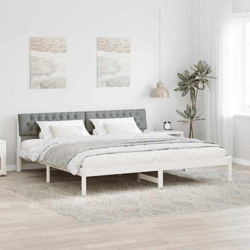 Estrutura De Cama De Casal Simple - Branco e cinza claro 200 x 200 cm