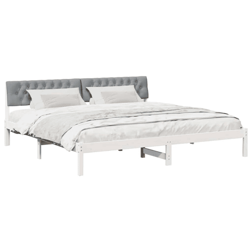 Estrutura De Cama De Casal Simple - Branco e cinza claro 200 x 200 cm