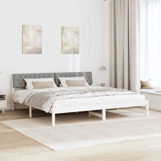 Estrutura De Cama De Casal Simple - Branco e cinza claro 200 x 200 cm