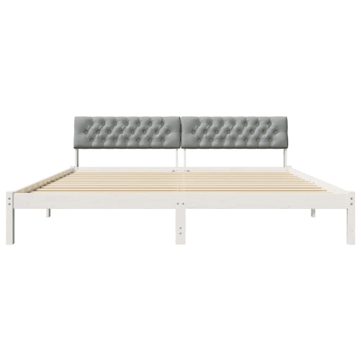Estrutura De Cama De Casal Simple - Branco e cinza claro 200 x 200 cm