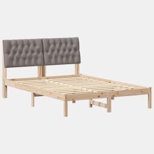 Estrutura de Cama de casal moderno com Cabeceira Estofada Castanho 150 x 200 cm