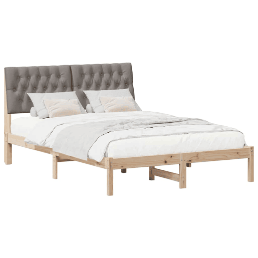 Estrutura de Cama de casal moderno com Cabeceira Estofada Castanho 150 x 200 cm