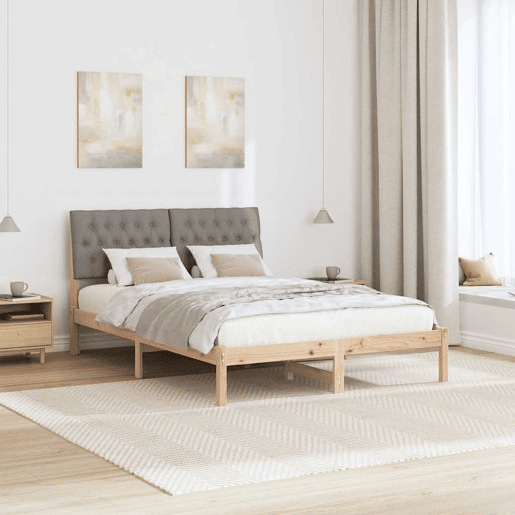 Estrutura de Cama de casal moderno com Cabeceira Estofada Castanho 150 x 200 cm