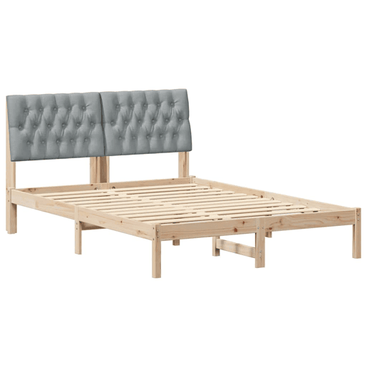 Estrutura de Cama de casal moderno com Cabeceira Estofada Castanho 150 x 200 cm