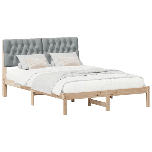 Estrutura de Cama de casal moderno com Cabeceira Estofada Castanho 150 x 200 cm