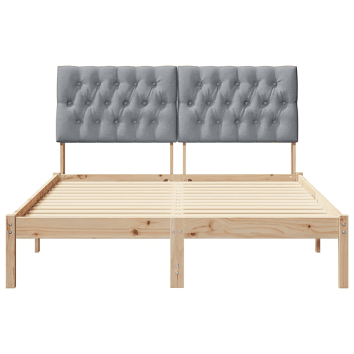 Estrutura de Cama de casal moderno com Cabeceira Estofada Castanho 150 x 200 cm