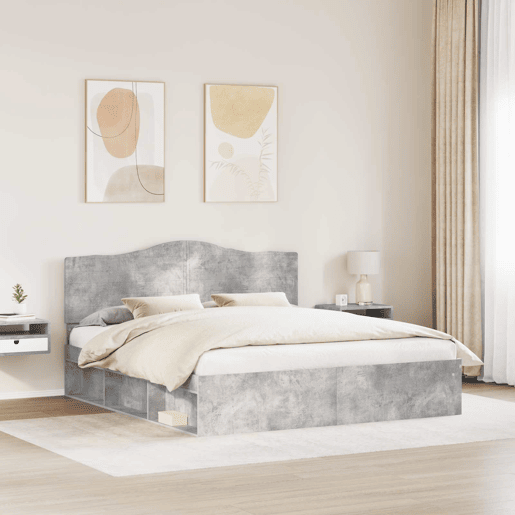 Estrutura de Cama de casal para adultos com cabeceira Concreto 180 x 200 cm