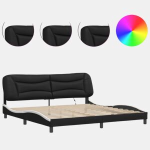 Estrutura de Cama de casal moderno com LED - 200x200 cm pretobranco