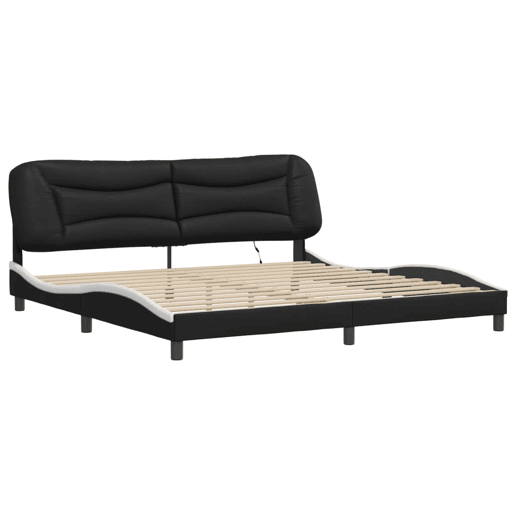 Estrutura de Cama de casal moderno com LED - 200x200 cm pretobranco Estrutura de Cama de casal moderno com LED - 200x200 cm pretobranco