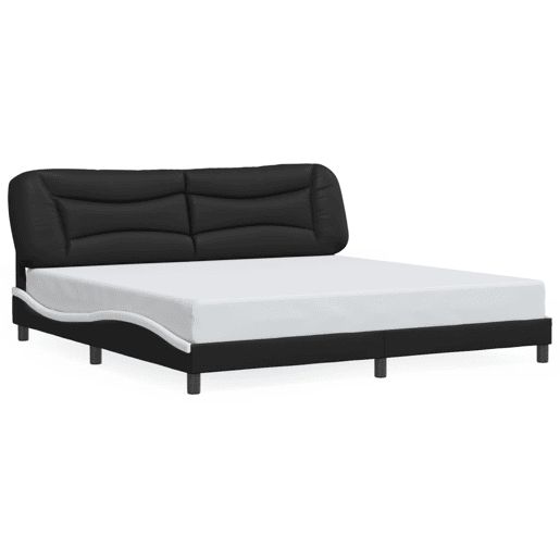 Estrutura de Cama de casal moderno com LED - 200x200 cm pretobranco Estrutura de Cama de casal moderno com LED - 200x200 cm pretobranco