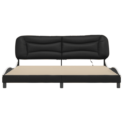 Estrutura de Cama de casal moderno com LED - 200x200 cm pretobranco Estrutura de Cama de casal moderno com LED - 200x200 cm pretobranco