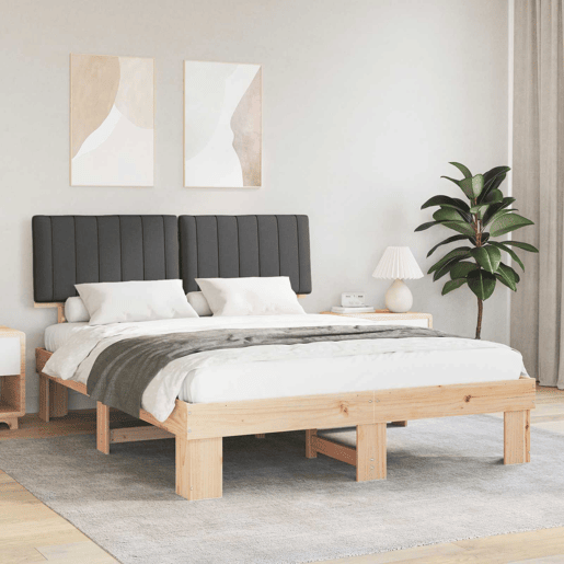 Estrutura de Cama de casal moderno com Cabeceira Estofada Cinza Escuro