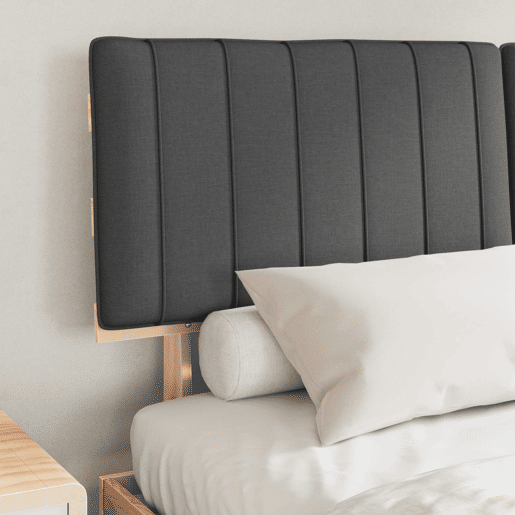 Estrutura de Cama de casal moderno com Cabeceira Estofada Cinza Escuro