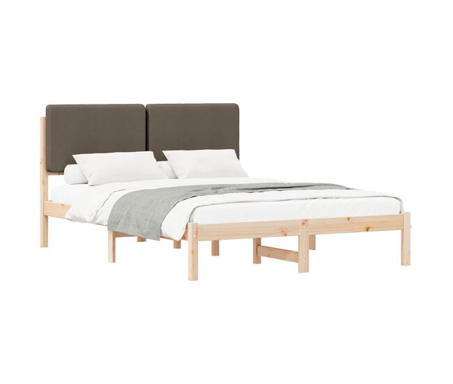 Estructura de cama matrimonial estilo con cabecera tapizada taupé 150 x 200 cm