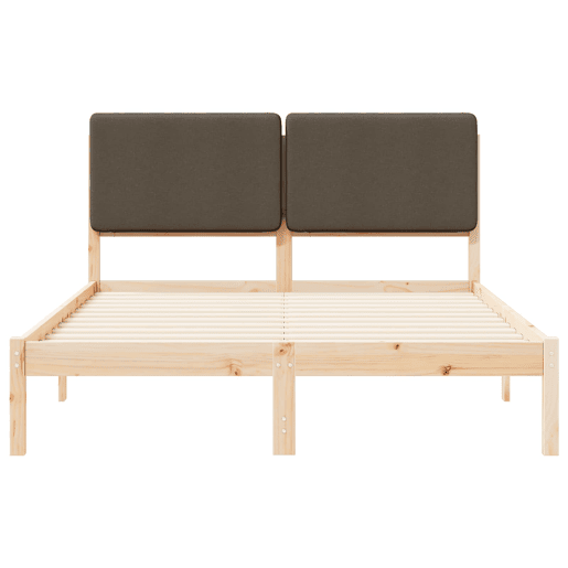Estrutura de Cama de casal moderno com Cabeceira Estofada Cinzento-acastanhado