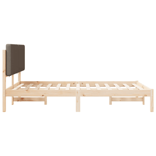 Estrutura de Cama de casal moderno com Cabeceira Estofada Cinzento-acastanhado