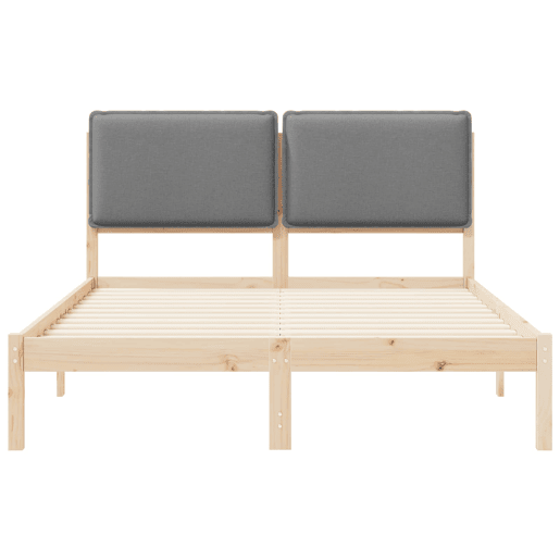 Estrutura de Cama de casal moderno com Cabeceira Estofada Cinzento-claro
