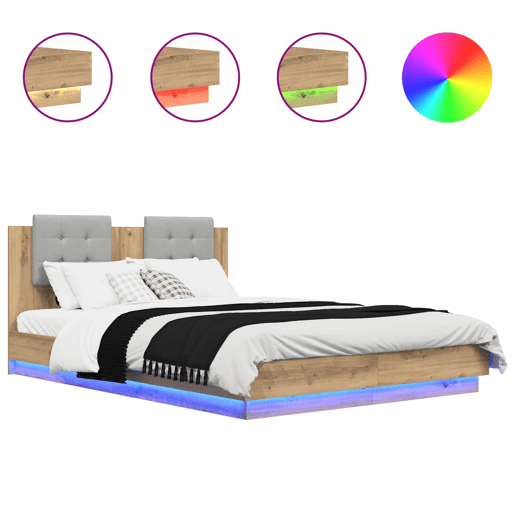 Estrutura de Cama de casal para adultos com Cabeceira Carvalho Artesanal 150 x 200 cm