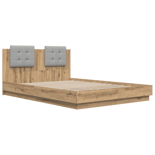Estrutura de Cama de casal para adultos com Cabeceira Carvalho Artesanal 150 x 200 cm