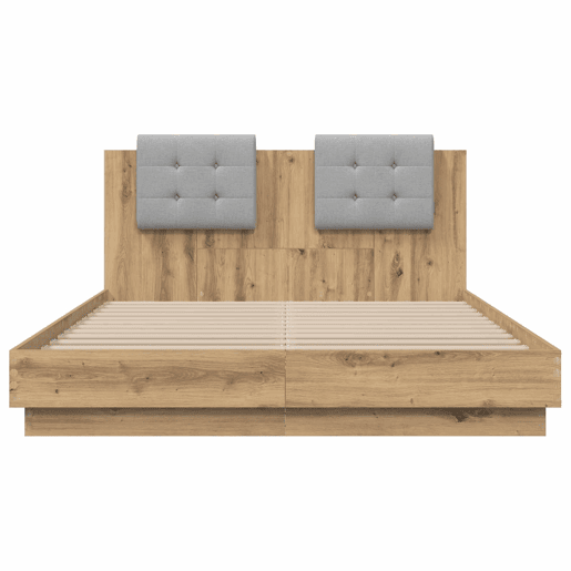 Estrutura de Cama de casal para adultos com Cabeceira Carvalho Artesanal 150 x 200 cm