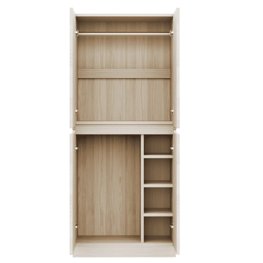 Armário roupeiro 70x40x170 cm - Porta dupla com pequeno compartimento - Cor madeira