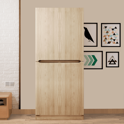 Armário roupeiro 70x40x170 cm - Porta dupla com pequeno compartimento - Cor madeira