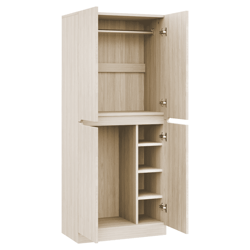 Armário roupeiro 70x40x170 cm - Porta dupla com pequeno compartimento - Cor madeira