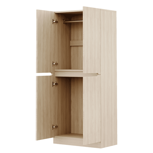 Armário roupeiro 70x40x170 cm - Porta dupla com pequeno compartimento - Cor madeira