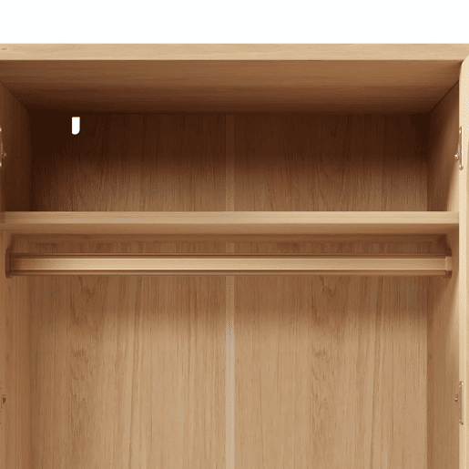 Armário de estilo rústico 161 x 120 x 44 cm - 2 portas, 2 gavetas, prateleiras abertas, varão para roupa - Carvalho