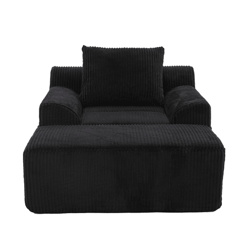 Poltrona grande - Kordsamt, bolsos laterais, almofada, assento profundo, moderno - Preto