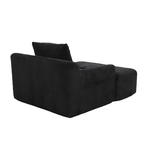 Poltrona grande - Kordsamt, bolsos laterais, almofada, assento profundo, moderno - Preto