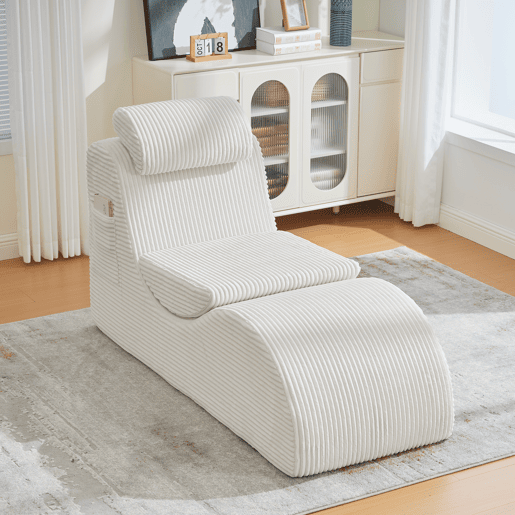Poltrona moderna - Design ergonómico, espuma de alta elasticidade, capa removível, com bolso lateral - Bege