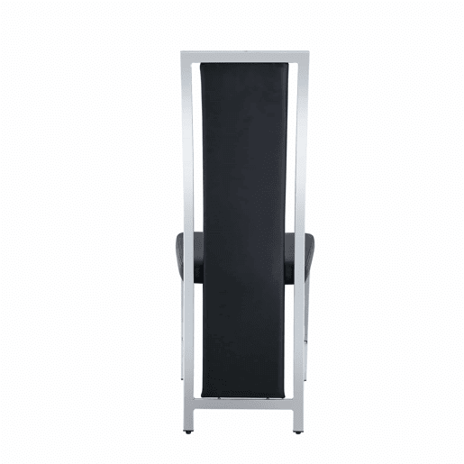Cadeiras de sala de jantar 4 unidades 109 cm - design minimalista europeu, estofadas em PU com estrutura metálica brilhante - preto e prateado