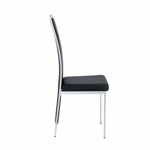 Cadeiras de sala de jantar 4 unidades 109 cm - design minimalista europeu, estofadas em PU com estrutura metálica brilhante - preto e prateado