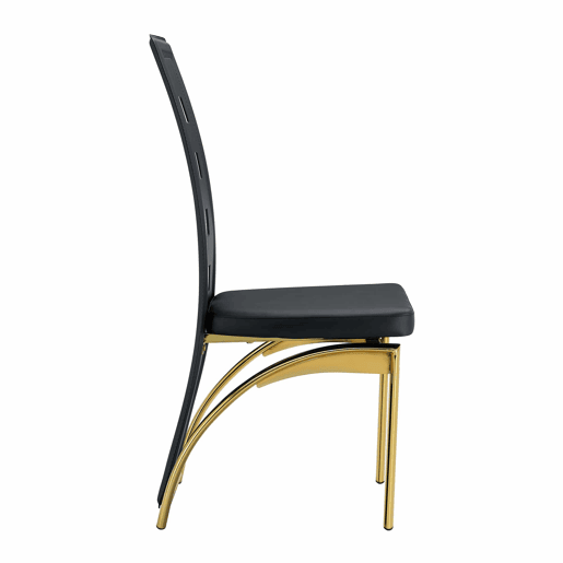 Conjunto de 2 cadeiras de jantar com design europeu - Couro PU preto + pernas metálicas douradas - 102,5 cm - Preto e dourado