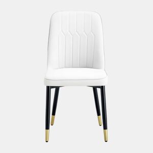 Conjunto de 2 cadeiras de jantar modernas - encosto em PU branco e pernas em metal preto - Branco+Preto