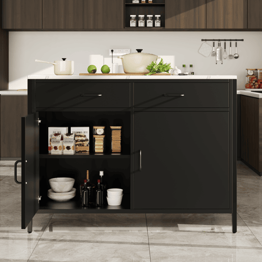 Mesa de bar 105x39x102 cm - Estilo moderno e simples, com superfície em mármore, pés ajustáveis - Preto