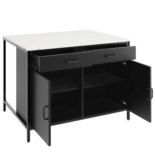 Mesa de bar 105x39x102 cm - Estilo moderno e simples, com superfície em mármore, pés ajustáveis - Preto