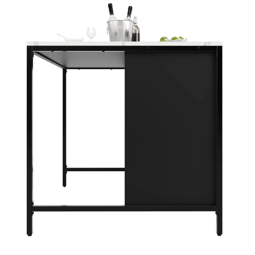 Mesa de bar 105x39x102 cm - Estilo moderno e simples, com superfície em mármore, pés ajustáveis - Preto