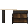 Mesa de bar extensível 138-204×39×104 cm - giratória em 360°, mesa de bar moderna e móvel, ilha de cozinha com prateleiras - Preto