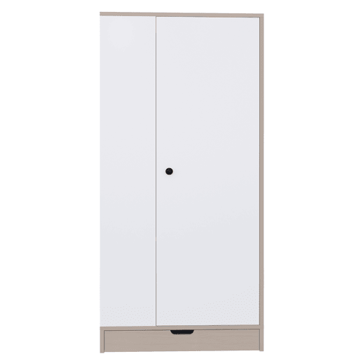 Armário roupeiro 70x40x170 cm - 1 porta com prateleiras e gavetas - Natural+Branco