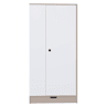 Armário roupeiro 70x40x170 cm - 1 porta com prateleiras e gavetas - Natural+Branco