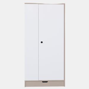 Armário roupeiro 70x40x170 cm - 1 porta com prateleiras e gavetas - Natural+Branco