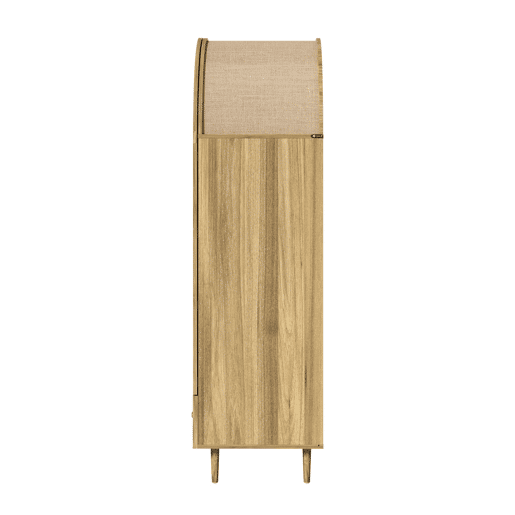 Armário roupeiro com gavetas - grande capacidade, portas de madeira com linho - natural