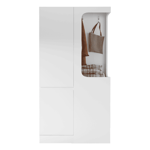 Armário 70x40x170 cm - com gavetas e compartimentos, área aberta para roupas, 1 porta - Branco