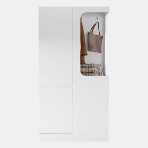 Armário 70x40x170 cm - com gavetas e compartimentos, área aberta para roupas, 1 porta - Branco