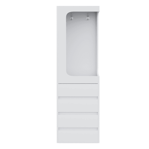 Armário 70x40x170 cm - com gavetas e compartimentos, área aberta para roupas, 1 porta - Branco